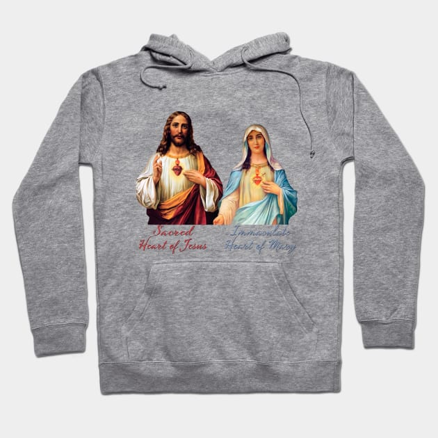 Immaculate Heart and Sacred Heart Typography Hoodie by Brasilia Catholic